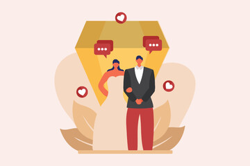 Wedding Day Flat Illustration Design