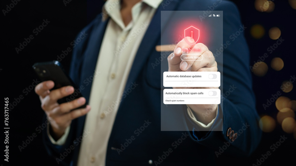 Aufkleber cybersecurity concept global network security technology, business people protect personal informati