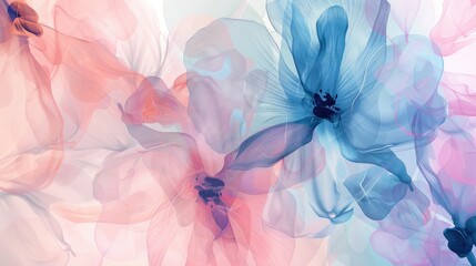 Elegant Floral Abstraction Pastel Colors of Pink, Blue, and Purple