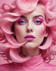 Pink Fantasy: Portrait of Woman with Pastel Curls