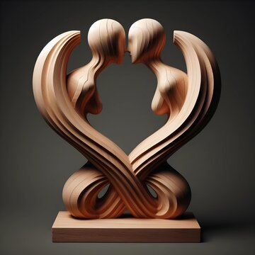 Wood Couple Sculpture