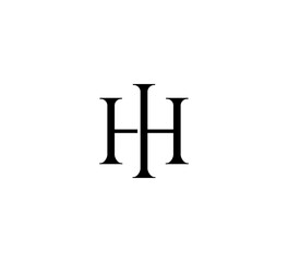 Initial Letter Logo. Logotype design. Simple Luxury Black Flat Vector HI IH