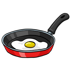 Frying Pan Egg Breakfast Drawing Vector Illustration