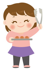 トングを持っている子供のイラスト