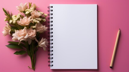 A clean white notepad mockup against a bright pink background, the HD camera capturing the paper...