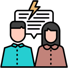 Dispute Icon. People Argument Debate Pictogram Graphic Illustration. Isolated Simple Filled Line Icon For Infographic, App and Web Button.