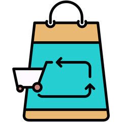 Reorder Icon. Replace Cart Order Pictogram Graphic Illustration. Isolated Simple Filled Line Icon For Infographic, App and Web Button.