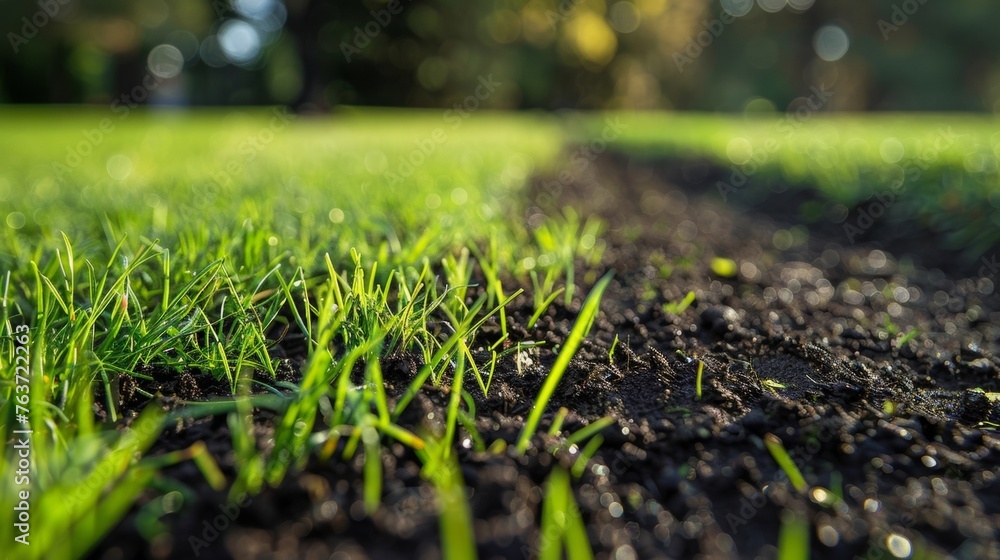 Poster the technique of overseeding where new grass is added to the existing turf for thicker and healthier