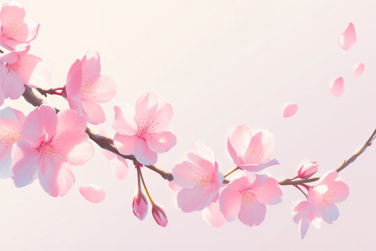 春の訪れ優しいピンクの桜の花・枝のイラスト