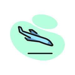 Line icon of airplane landing. Arrival, airfield, airport. Transport concept. Can be used for warning signs, information boards and web pictograms