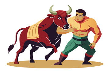 man-in-clinch-with-bull-silhouette-symbol-vector il-01.eps