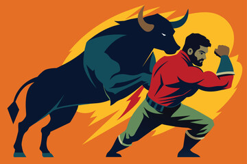 man-in-clinch-with-bull-silhouette-symbol-vector-i .eps
