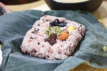 Korea food. lotus leaf rice