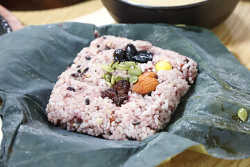 Korea food. lotus leaf rice