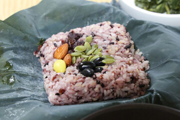 Korea food. lotus leaf rice