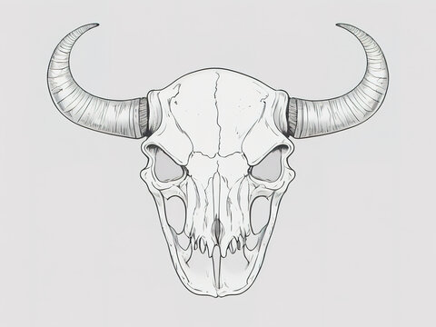 Buffalo skull. isolated on white background
