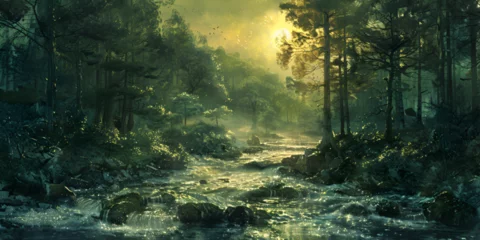 Rolgordijnen Beautiful forest scene, generative ai © Chaman
