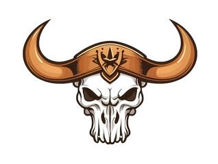 boho cow skull  for logo transparent background