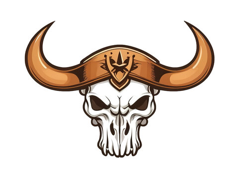 boho cow skull  for logo transparent background