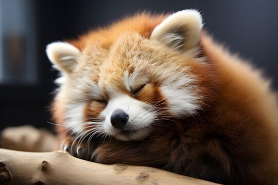 Sleeping Red Panda. Funny cute animal image