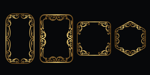 golden luxury frame concept, golden luxury frame vector design, golden realistic luxury frame collection.