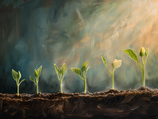 Seedling growth and development stages. - obrazy, fototapety, plakaty