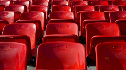 The rows of plastic seats offer a comfortable and durable place for fans to watch the game.