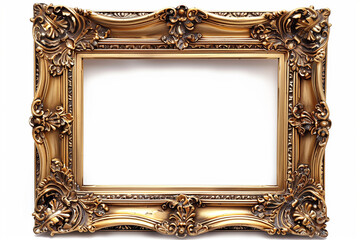 Gold frame isolated on white background 