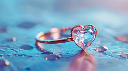 3D rendering Valentine's Day theme heart shaped ring background, Valentine's Day gift concept illustration