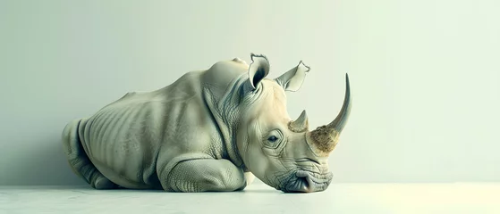 Zelfklevend Fotobehang Rhinoceros Isolated on a White Background  © Korey