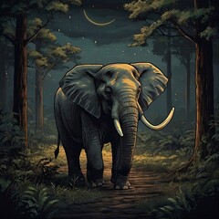 elephant walking in the forest generate by Ai