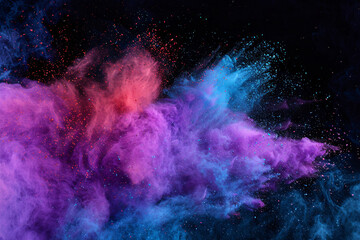 Colorful dust explosion background texture, colorful powder explosion dust splash concept...