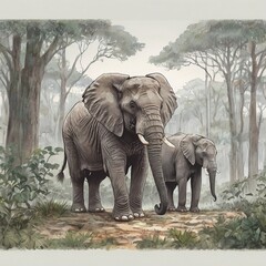 Elephant in the forest generate by Ai