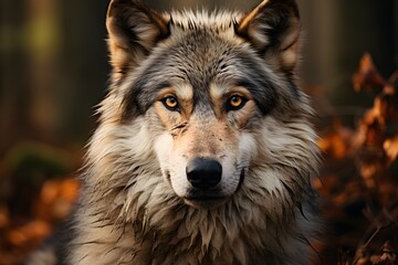Naklejka na ściany i meble A grey wolf Canis lupus, full body