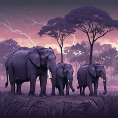 elephants in the wild generate by Ai