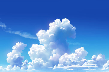 背景イラスト_青空　入道雲