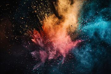 Colorful dust explosion background texture, colorful powder explosion dust splash concept illustration