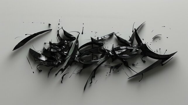 A zoomedin image of a calligraphy piece with elegant and precise strokes in jet black ink.