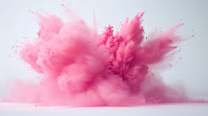 Abstract dust explosion, abstract pink powder splash on white background