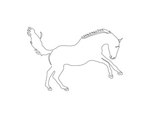 Continuous Line Drawing Of Horse. One Line Of Dashing Horse. Horse Continuous Line Art. Editable Outline.
