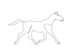 Continuous Line Drawing Of Horse. One Line Of Dashing Horse. Horse Continuous Line Art. Editable Outline.