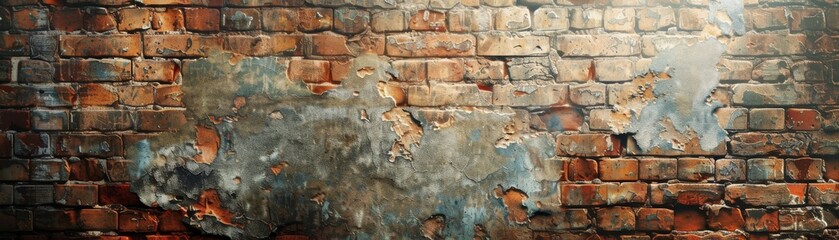 Textured Aged Brick Wall background, Eroding Time's Tale Whispering History's Echo

