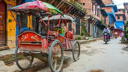 Fototapeta na wymiar Traditional nepalese rickshaw 