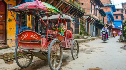 Papier Peint photo Lavable Vélo Traditional nepalese rickshaw 