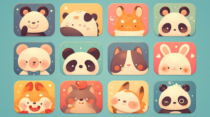 A whimsical array of cute cartoon animals on blue background