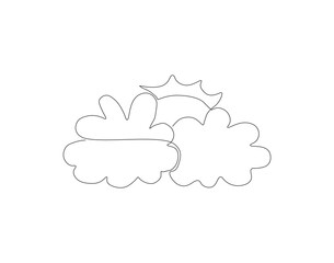 Continuous Line Drawing Of Cloud. One Line Of Cloud In The Air. Cloud Continuous Line Art. Editable Outline.