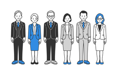 経営者･管理職の男女全身セット【人物ベクターイラスト素材】