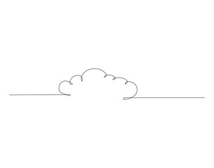 Continuous Line Drawing Of Cloud. One Line Of Cloud In The Air. Cloud Continuous Line Art. Editable Outline.