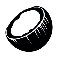 black vector coconut icon on white background
