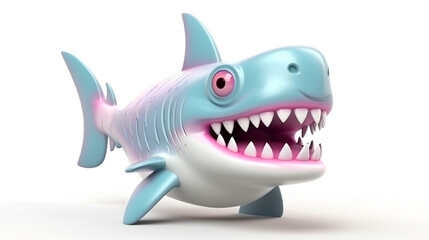 Fototapeta premium Playful shark 3D cartoon render